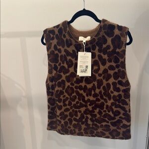 Sézane Leopard Print Sleeveless Sweater vest